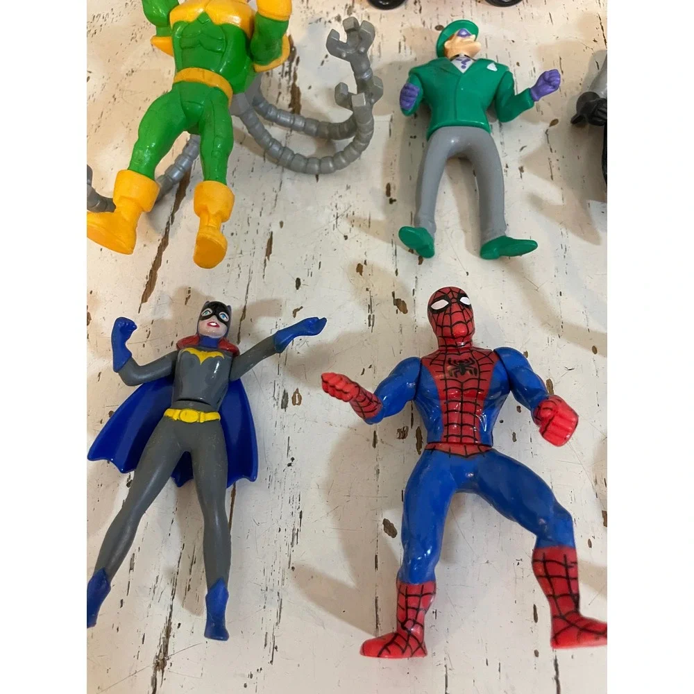 Vintage DC Marvel Action Figure Lot Batman Spider-Man Batgirl‎ Riddler 90s Toys